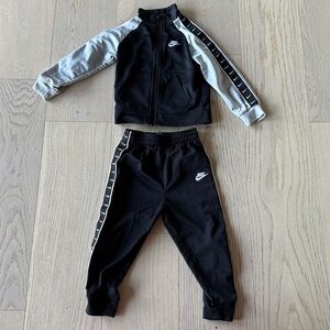 Nike Kids Black Sweatpants Set with White Accents